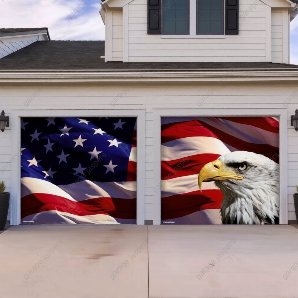 American Bald Eagle & US Flag | Patriotic Garage Door Cover