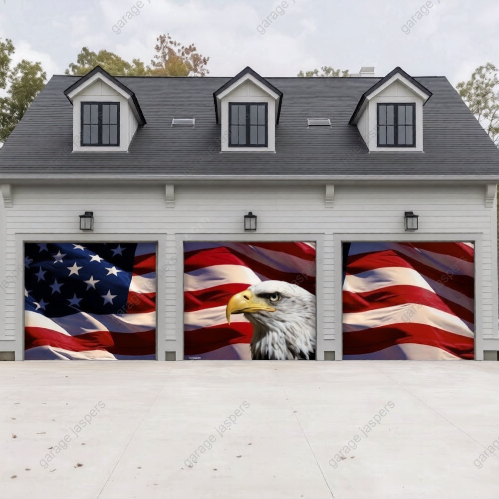 American Bald Eagle & US Flag | Patriotic Garage Door Cover