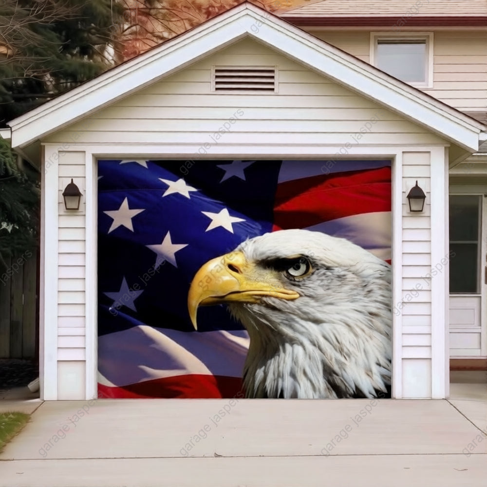 American Bald Eagle & US Flag | Patriotic Garage Door Cover