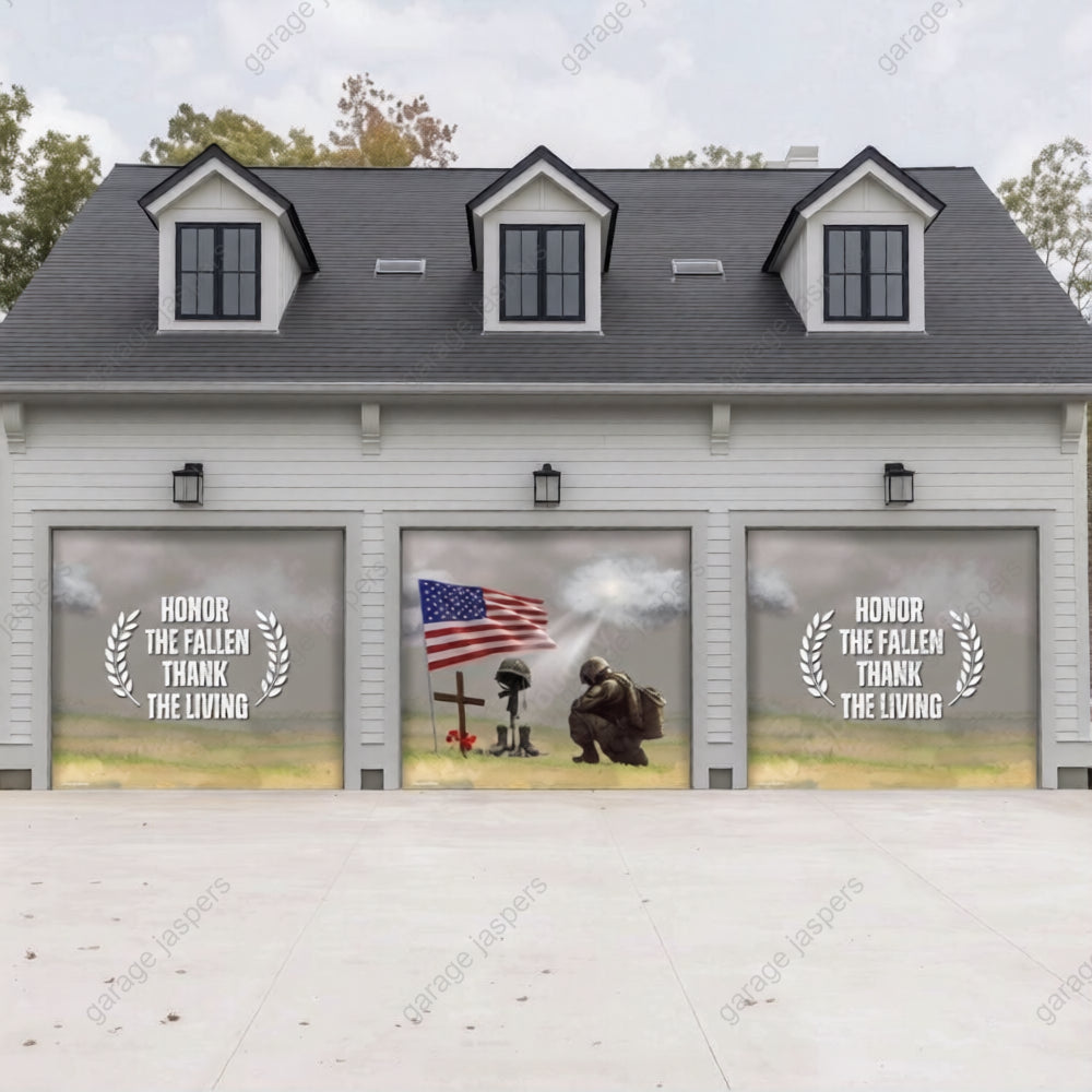 Honor The Fallen | Patriotic Veterans Garage Door Cover