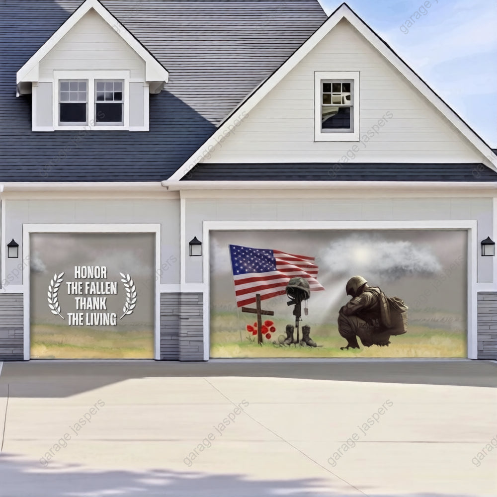 Honor The Fallen | Patriotic Veterans Garage Door Cover