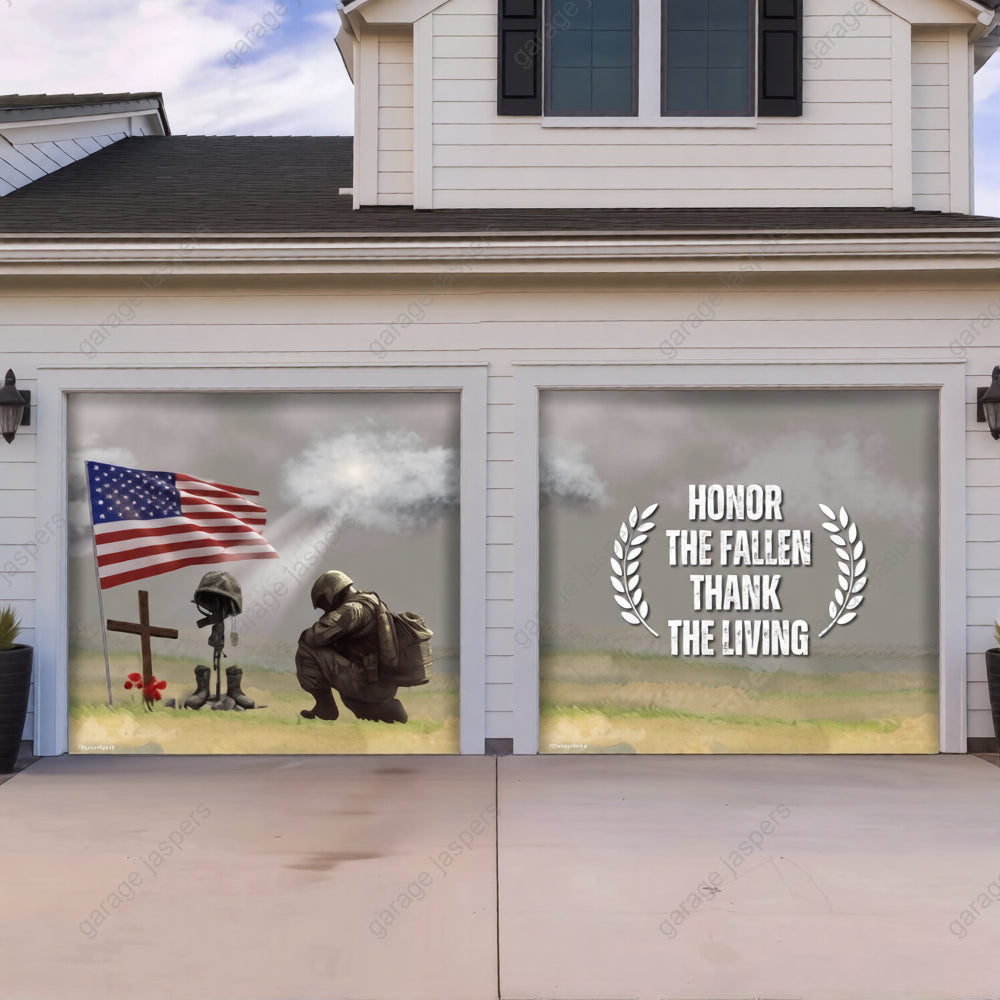 Honor The Fallen | Patriotic Veterans Garage Door Cover