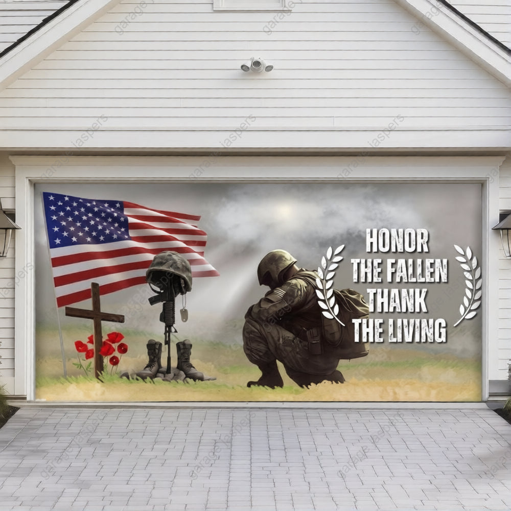 Honor The Fallen | Patriotic Veterans Garage Door Cover