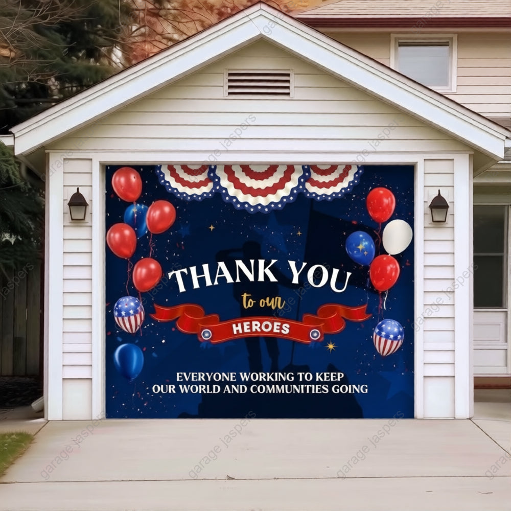 Thank You Heroes | Patriotic Garage Door Cover