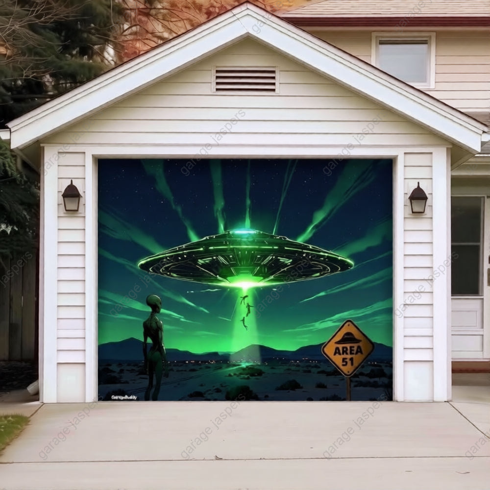Alien Abduction (Glow) | Halloween Garage Door Cover