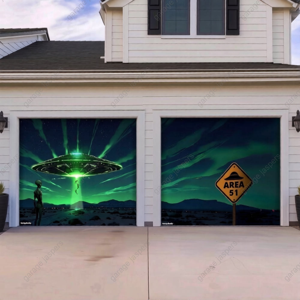 Alien Abduction (Glow) | Halloween Garage Door Cover