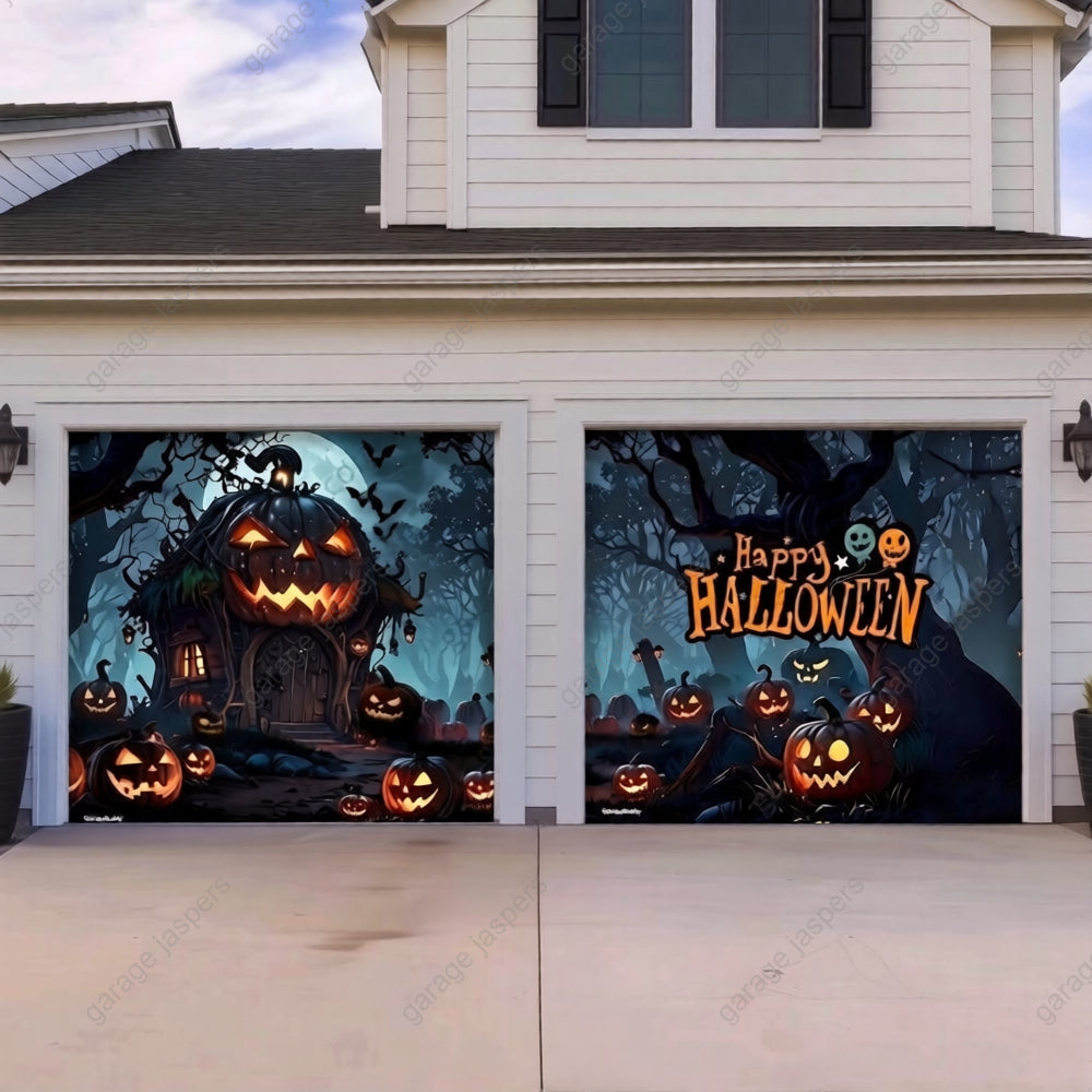 Pumpkin House | Halloween Garage Door Cover