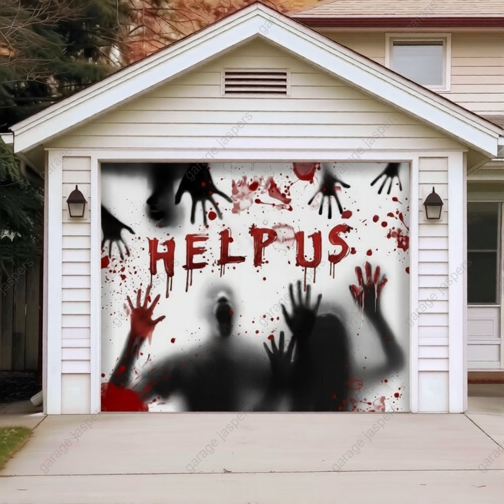 Help Us! | Halloween Garage Door Cover