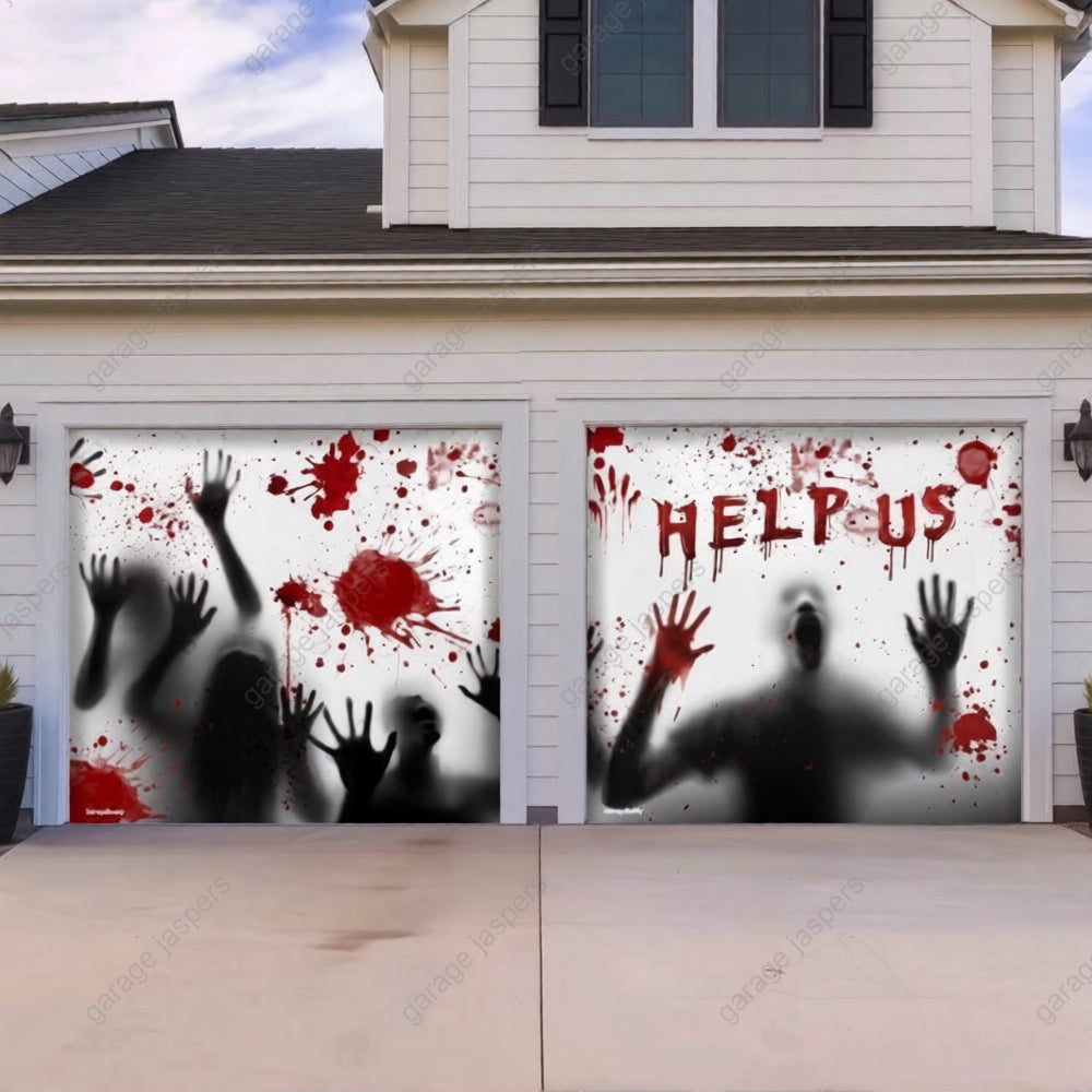 Help Us! | Halloween Garage Door Cover