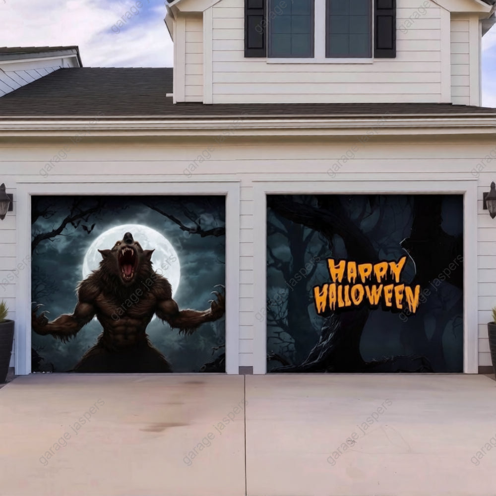 Werewolf Scene | Halloween Garage Door Cover