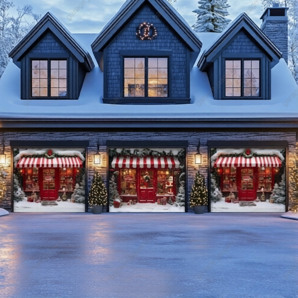 Santa's Toy Shop | Christmas Garage Door Cover