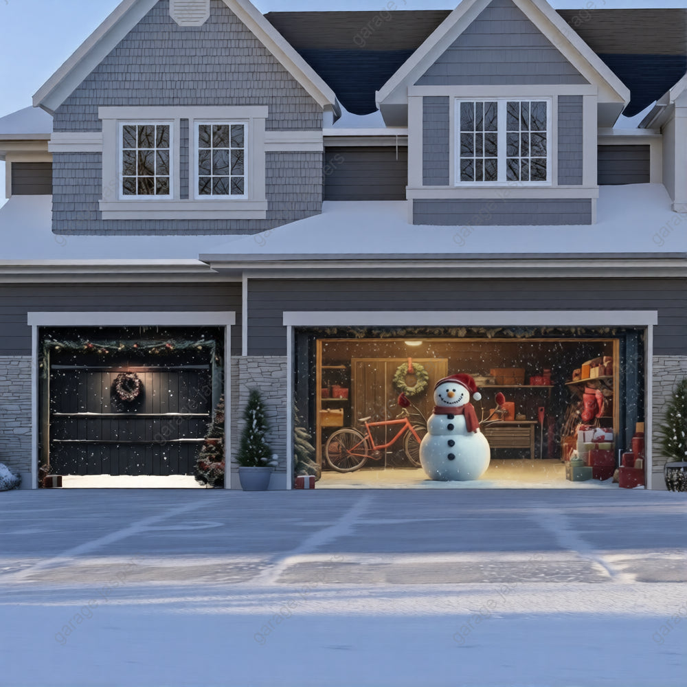 Snowy The Snowman | Christmas Garage Door Cover