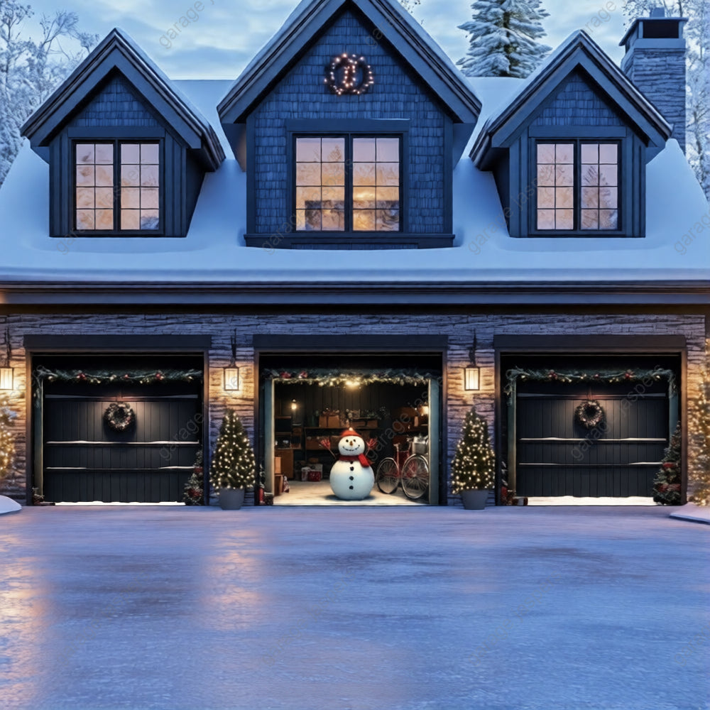 Snowy The Snowman | Christmas Garage Door Cover
