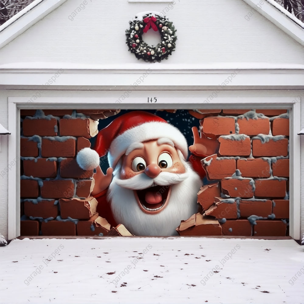 Santa's Surprise | Christmas Garage Door Cover
