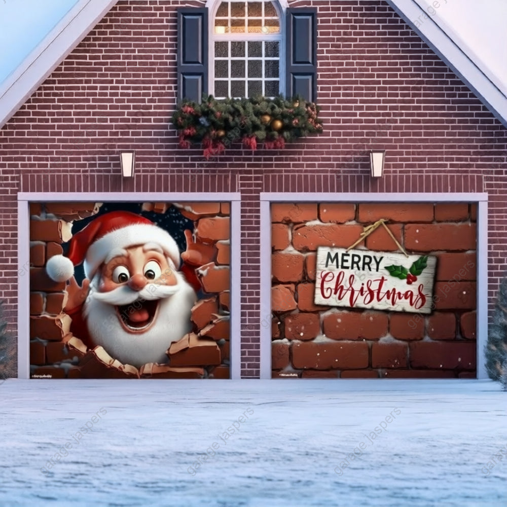 Santa's Surprise | Christmas Garage Door Cover