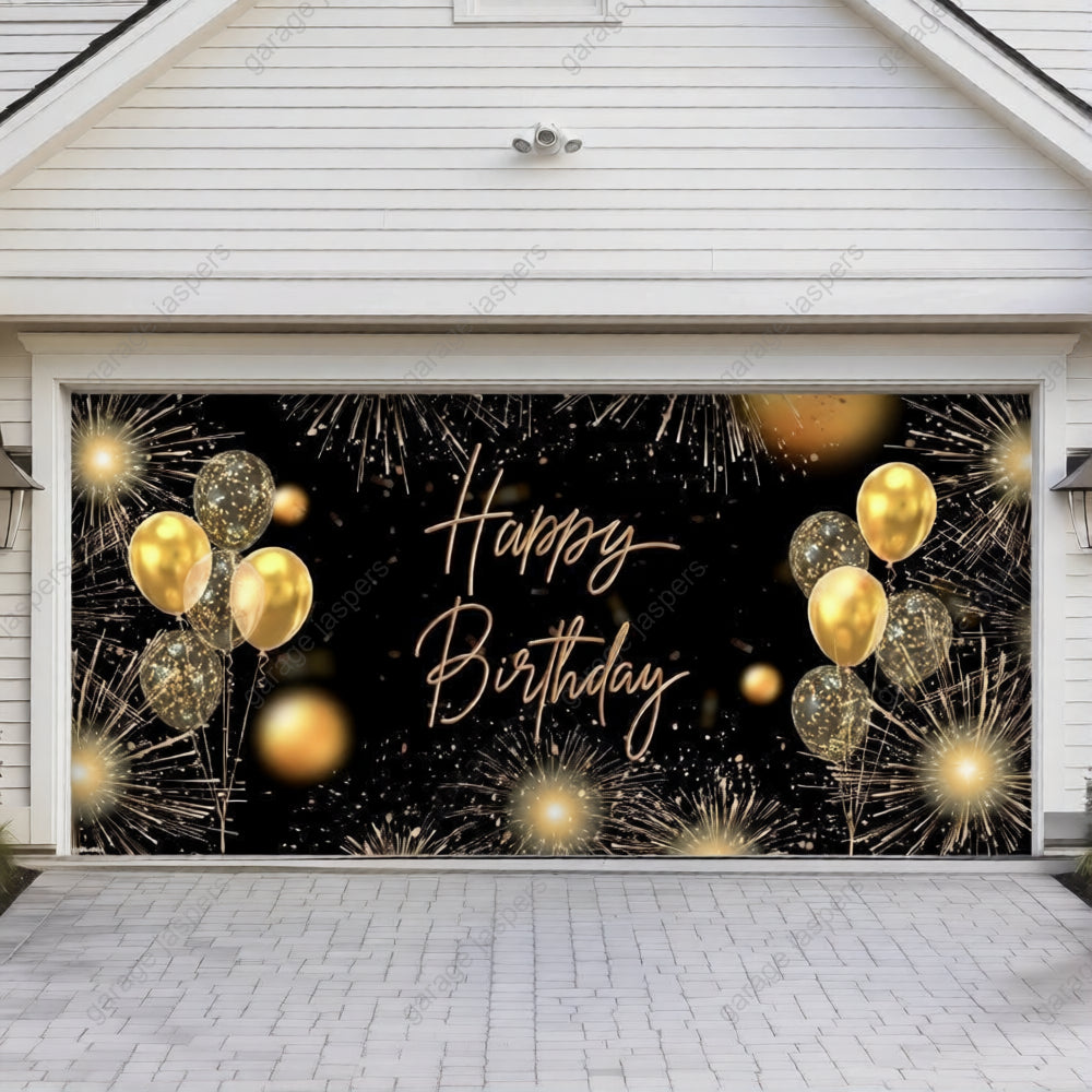 Happy Birthday Gold | GarageBuddy Garage Door Cover