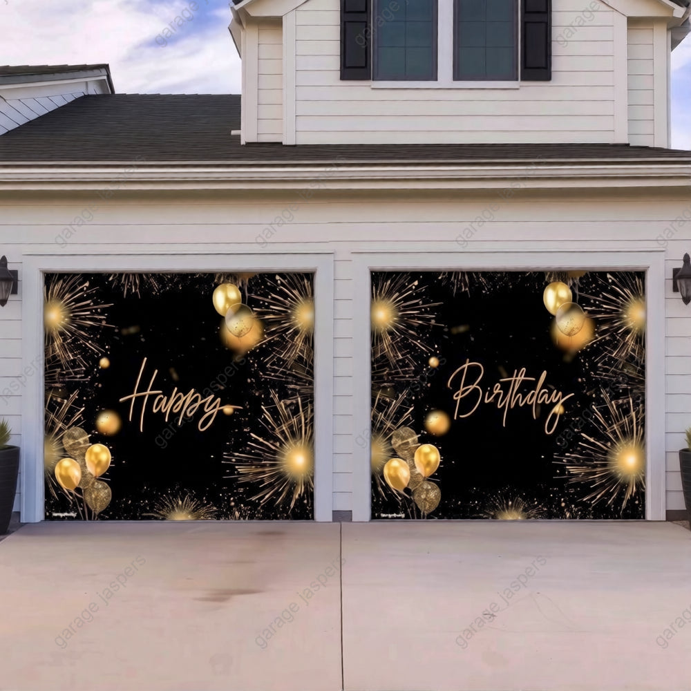 Happy Birthday Gold | GarageBuddy Garage Door Cover
