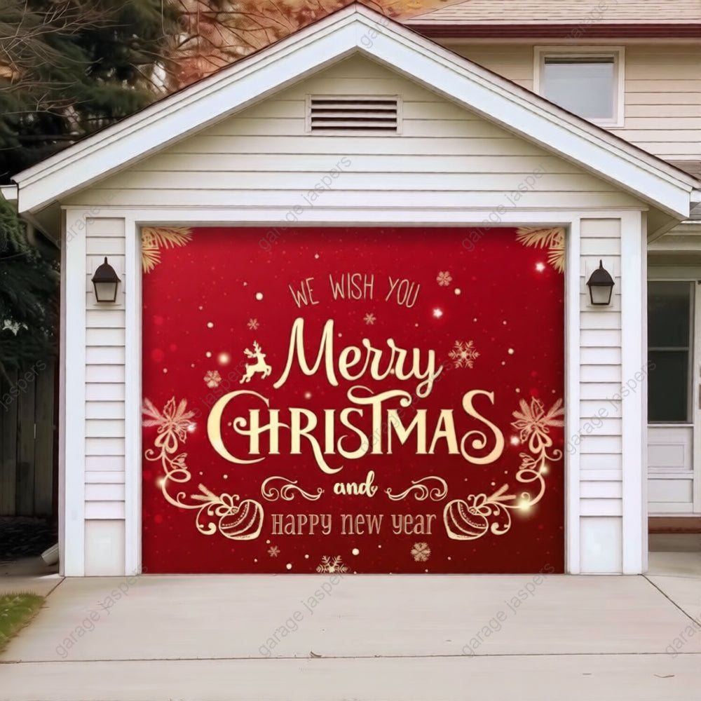 Merry Christmas B | Christmas Garage Door Cover