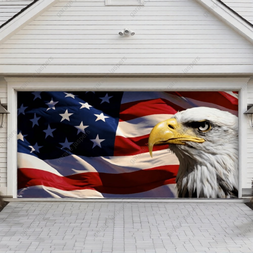 American Bald Eagle & US Flag | Patriotic Garage Door Cover