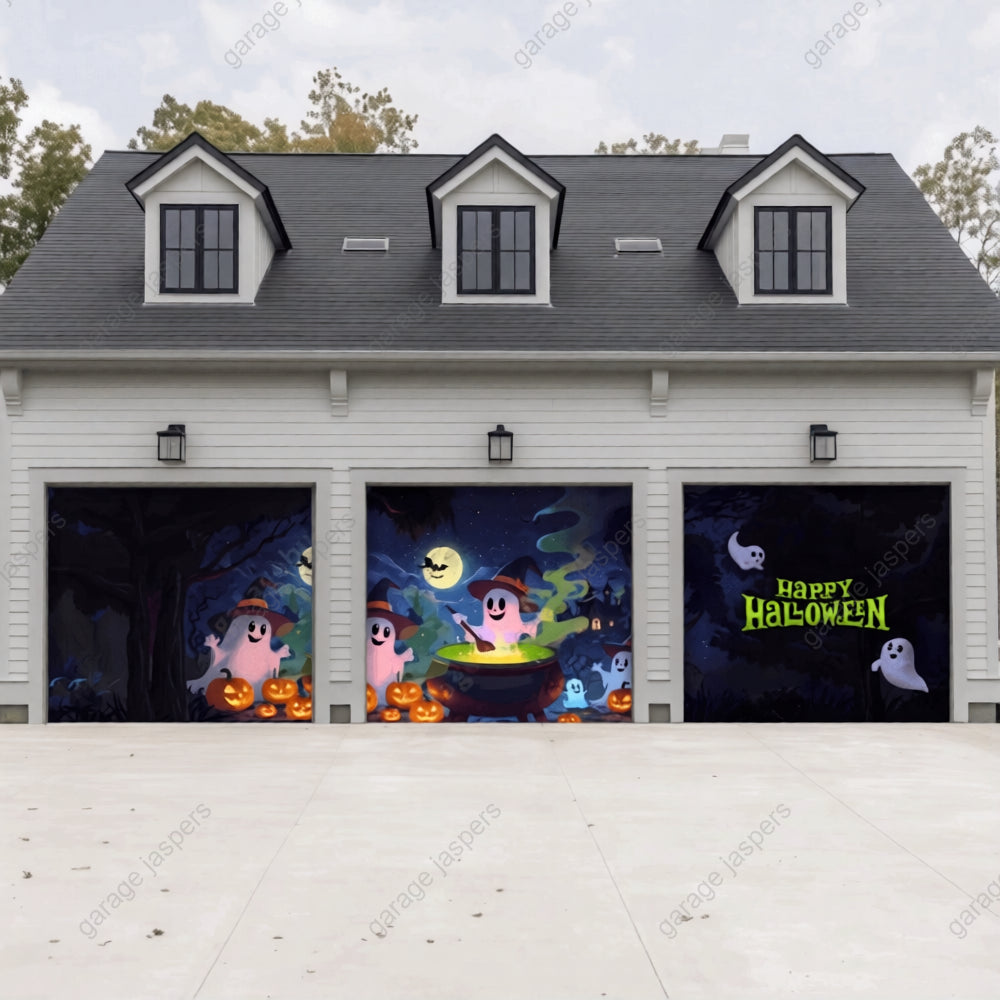 Cute Ghosts | Halloween Garage Door Cover