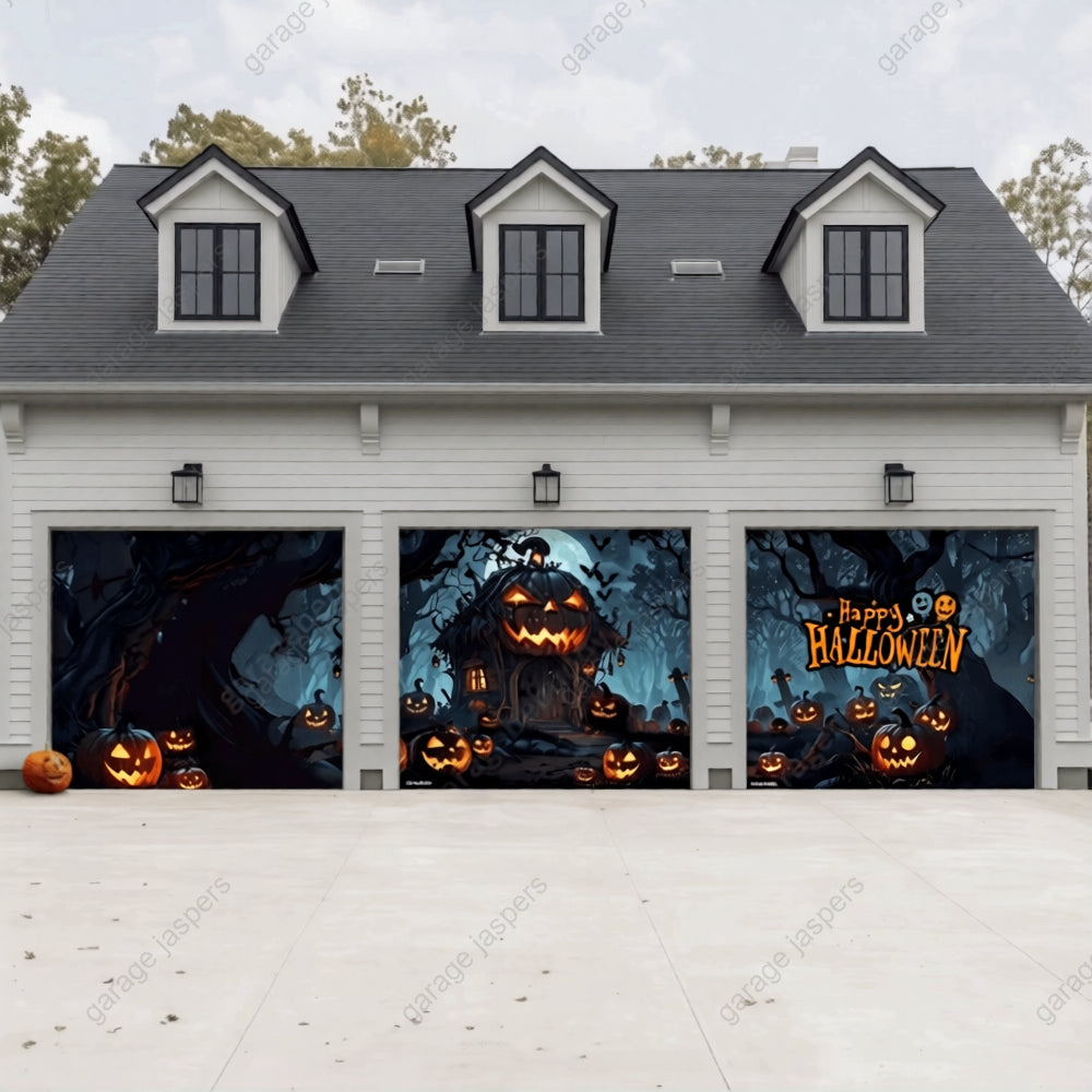 Pumpkin House | Halloween Garage Door Cover