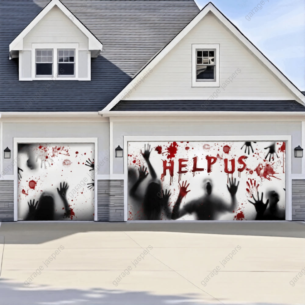 Help Us! | Halloween Garage Door Cover