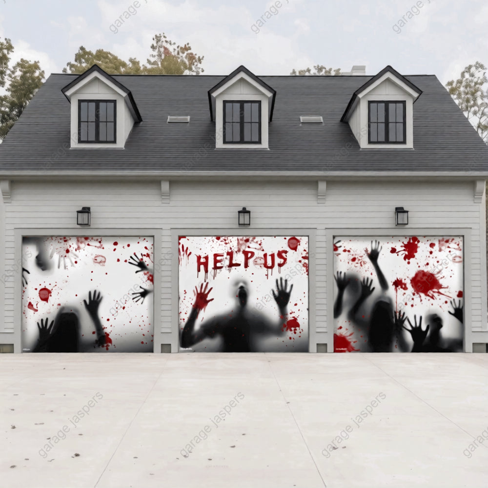 Help Us! | Halloween Garage Door Cover