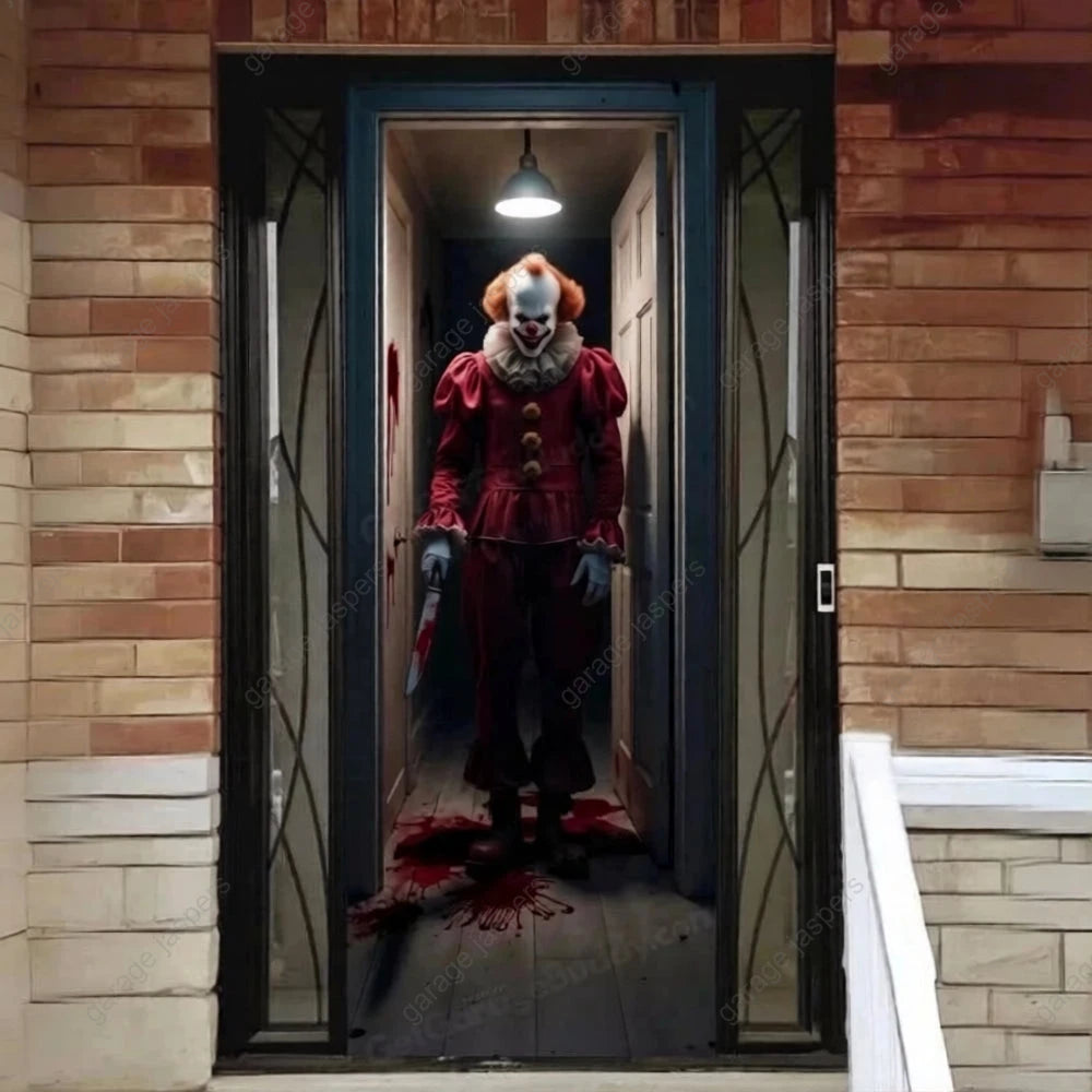 Doorway Clown | Halloween Front Door Cover