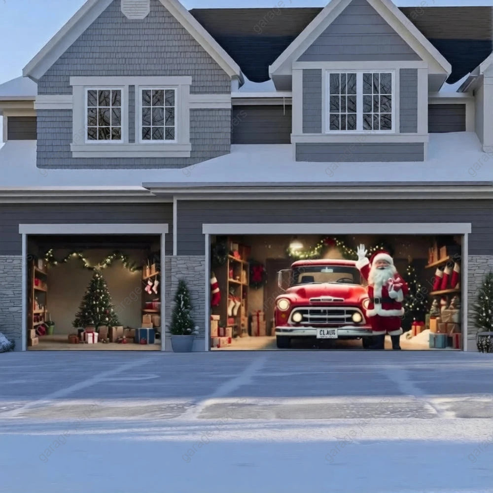Santa's Garage | Christmas Garage Door Cover