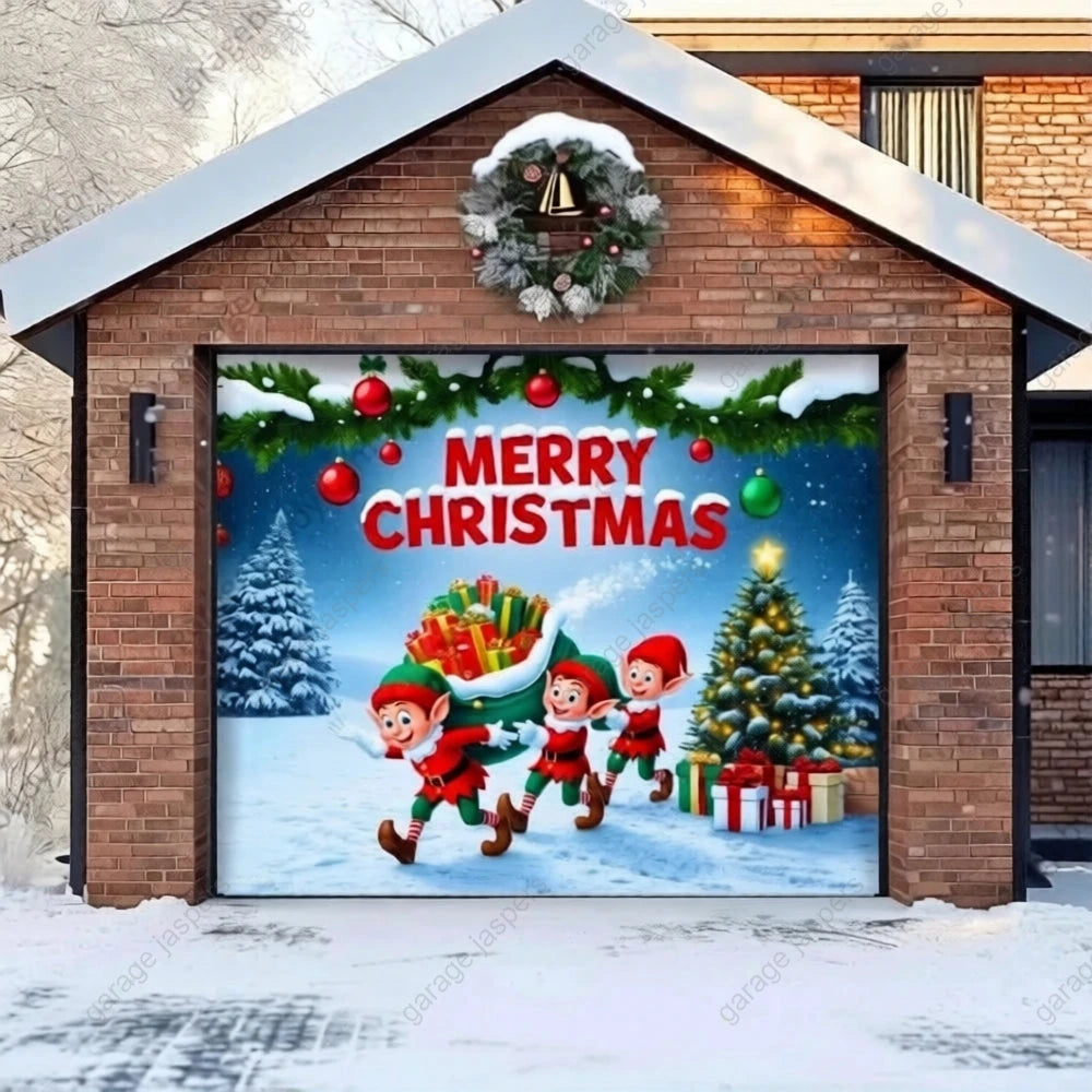 Elf Village | Christmas Garage Door Cover