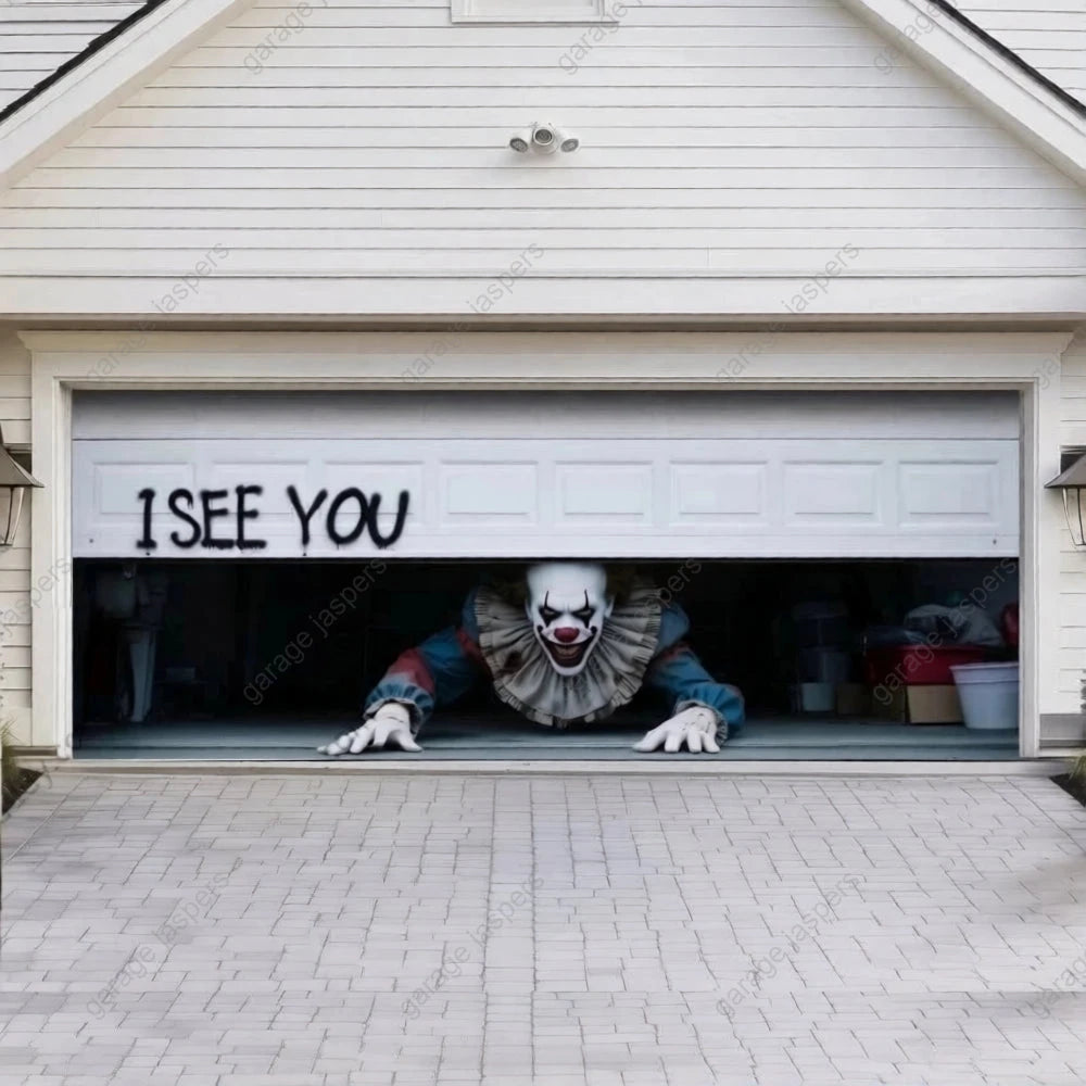 Peeking Clown (Limited Edition) | Halloween Garage Door Cover