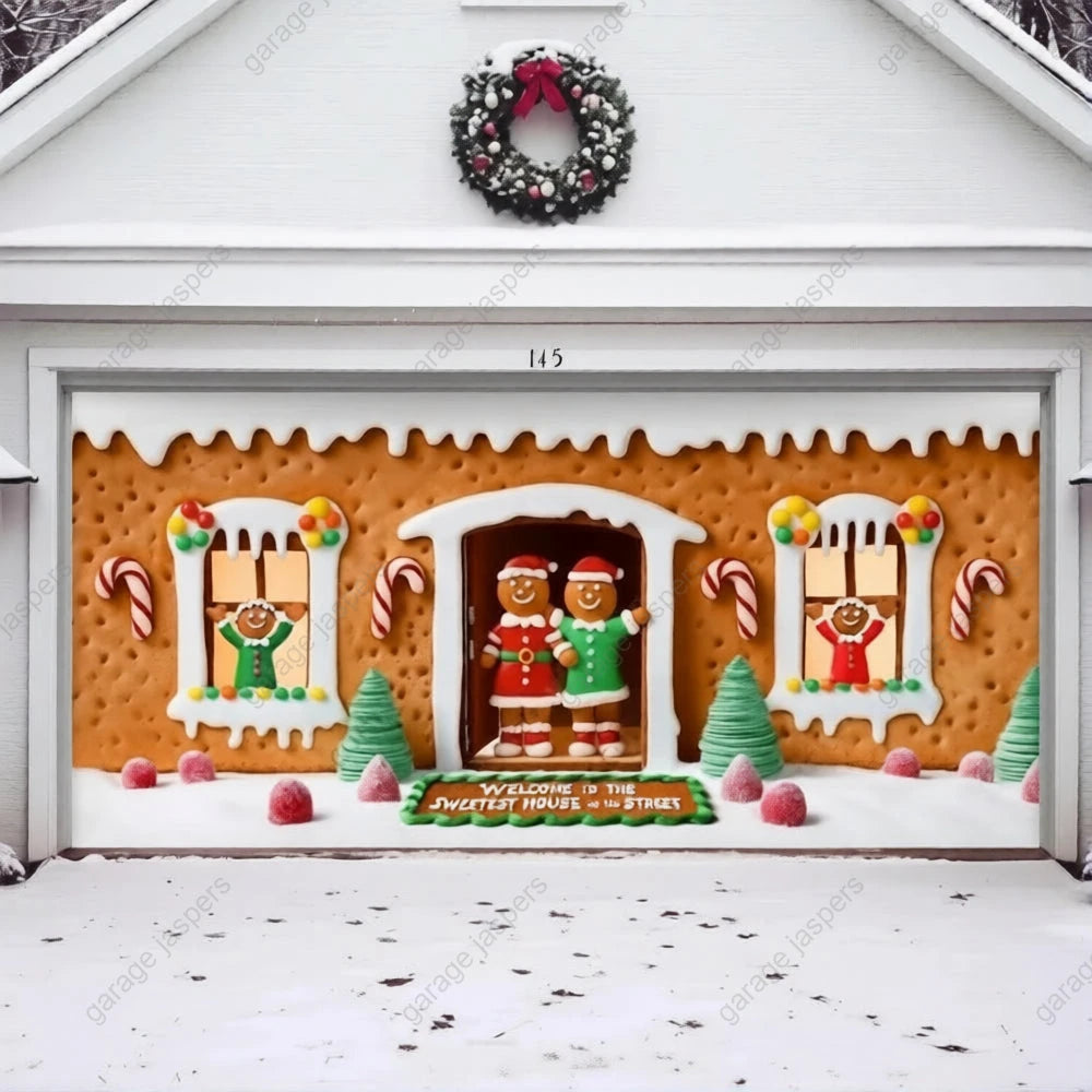 Gingerbread Family | Christmas Garage Door Cover