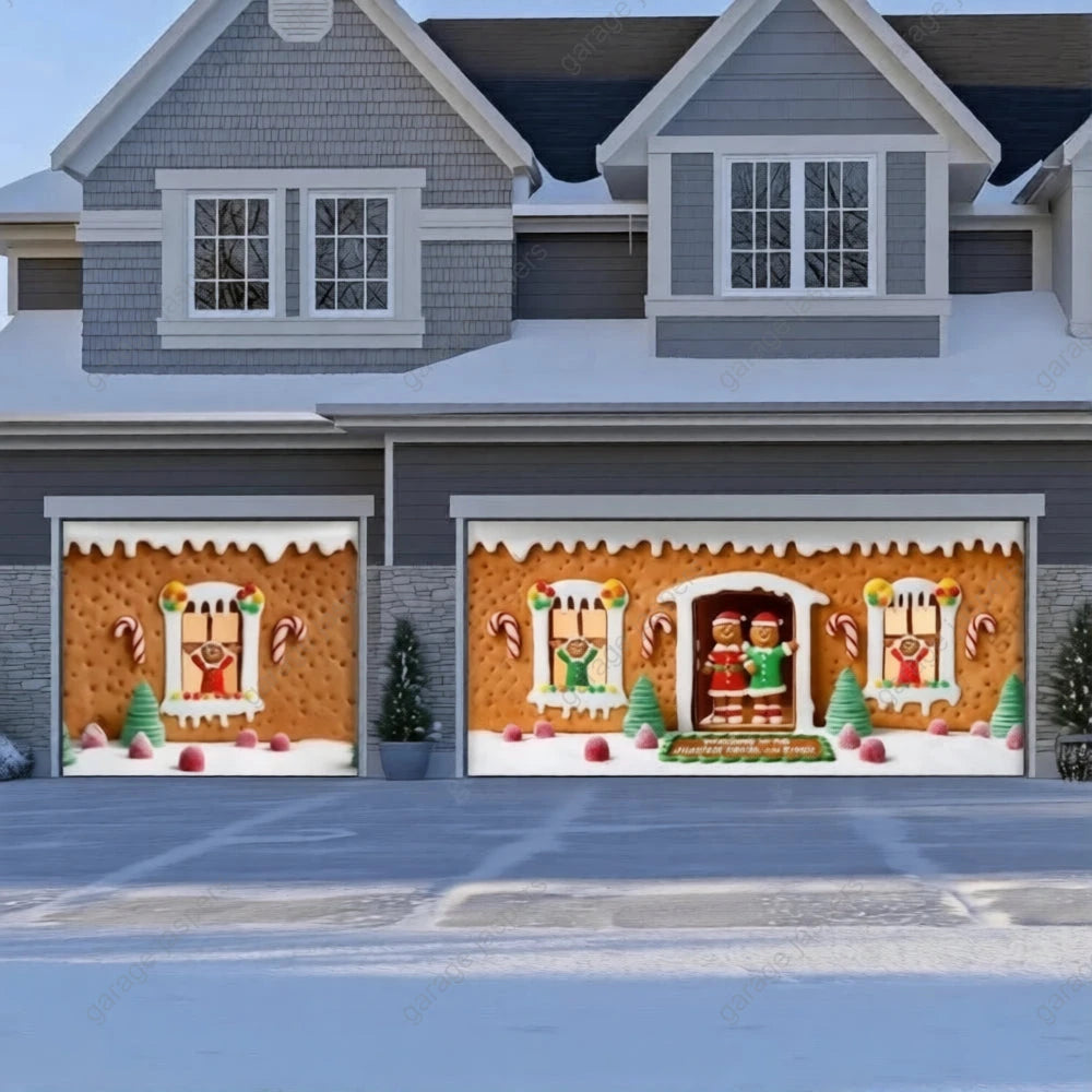 Gingerbread Family | Christmas Garage Door Cover