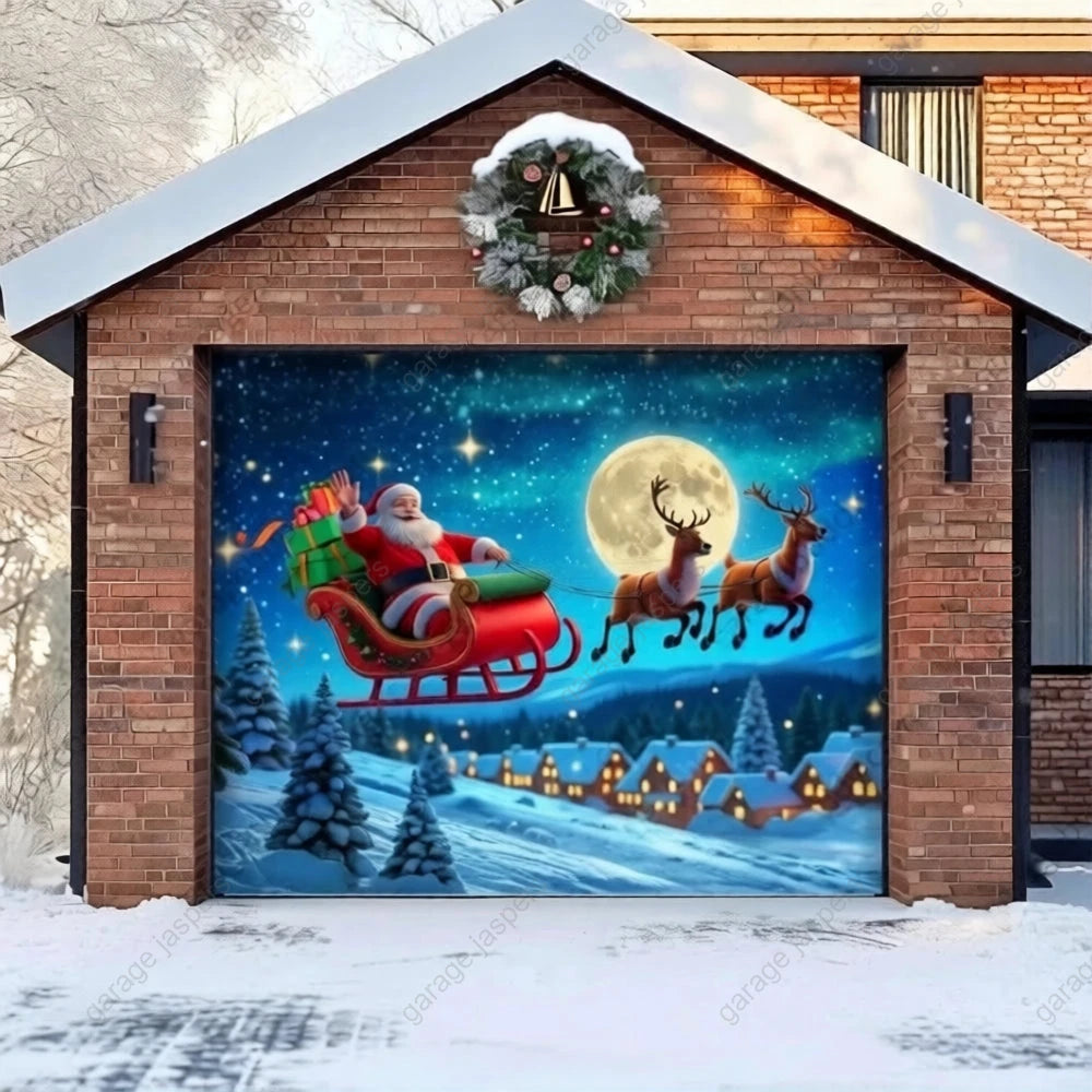 Santa's Flight | Christmas Garage Door Cover