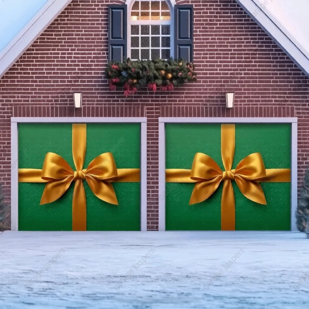 Gift Wrap (Green) | Christmas Garage Door Cover