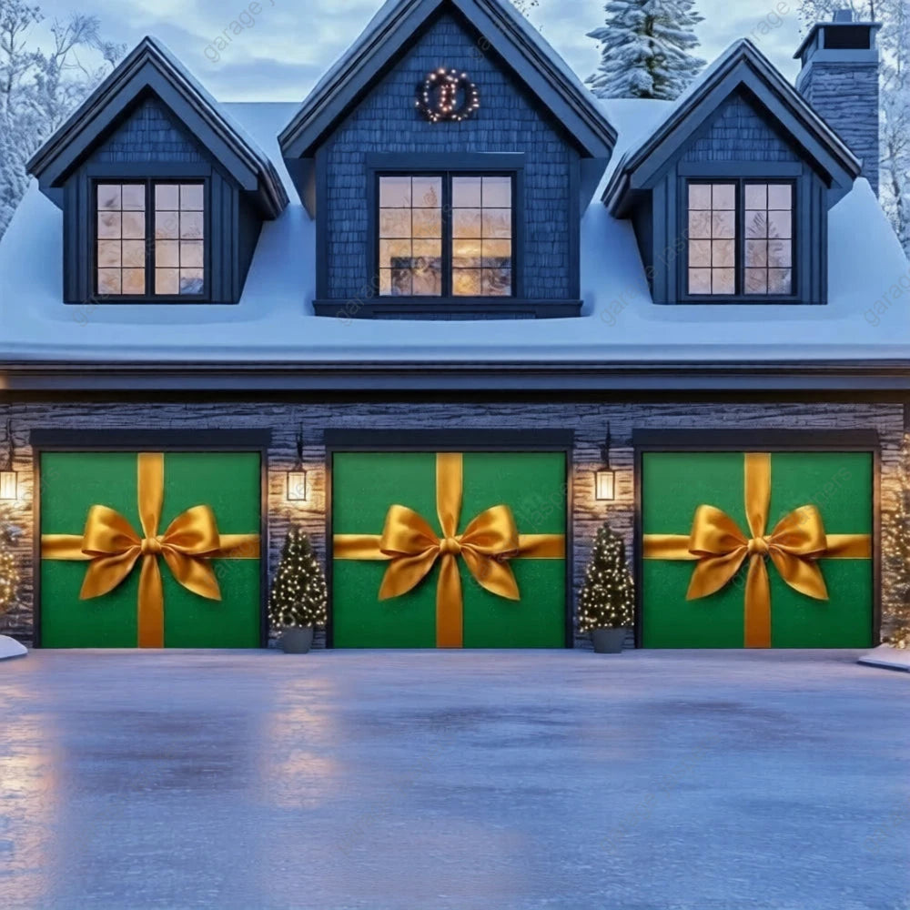 Gift Wrap (Green) | Christmas Garage Door Cover