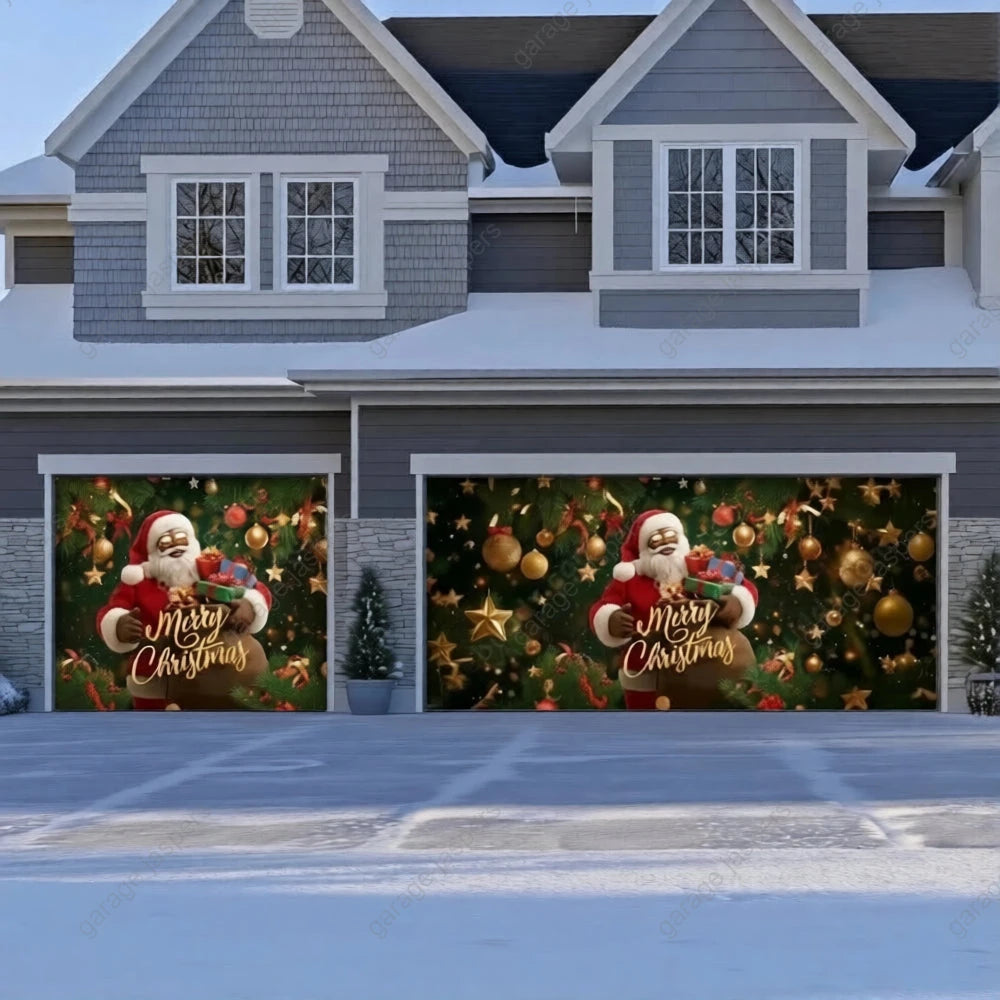 Black Santa | Christmas Garage Door Cover