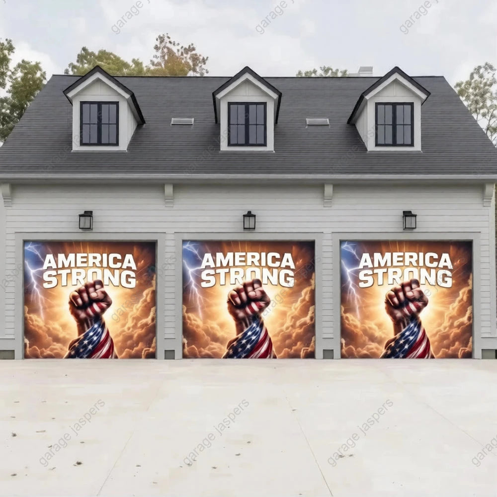 America Strong | Patriotic Garage Door Cover