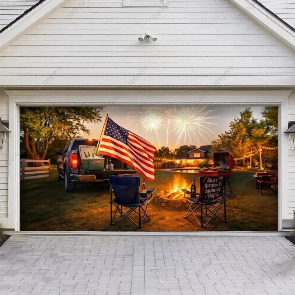 Stars Stripes & Summer Nights | Patriotic Garage Door Cover