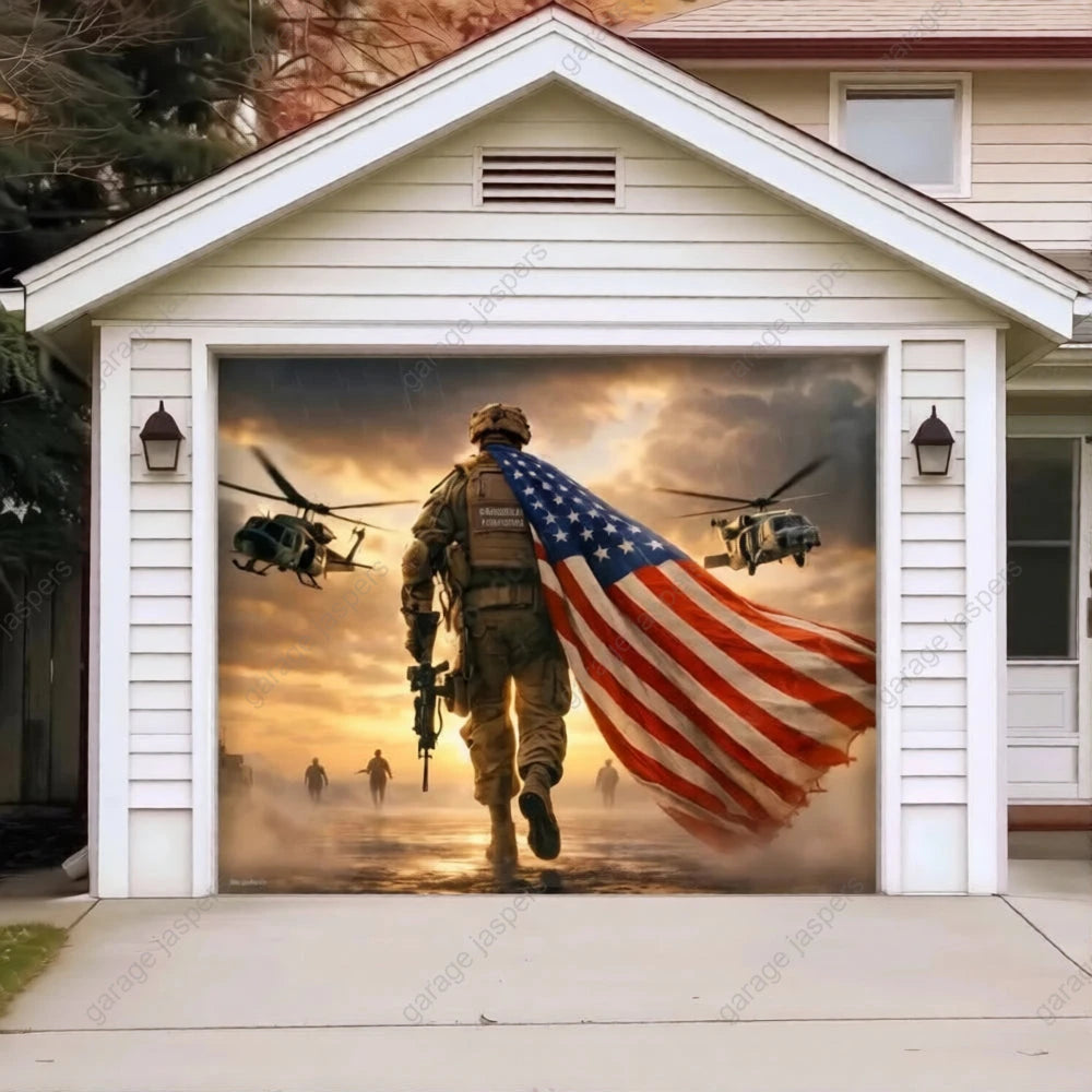 Forged In Freedom | Patriotic Veterans Garage Door Cover