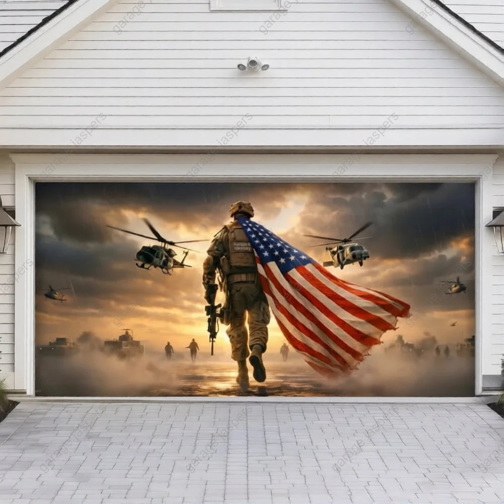 Forged In Freedom | Patriotic Veterans Garage Door Cover