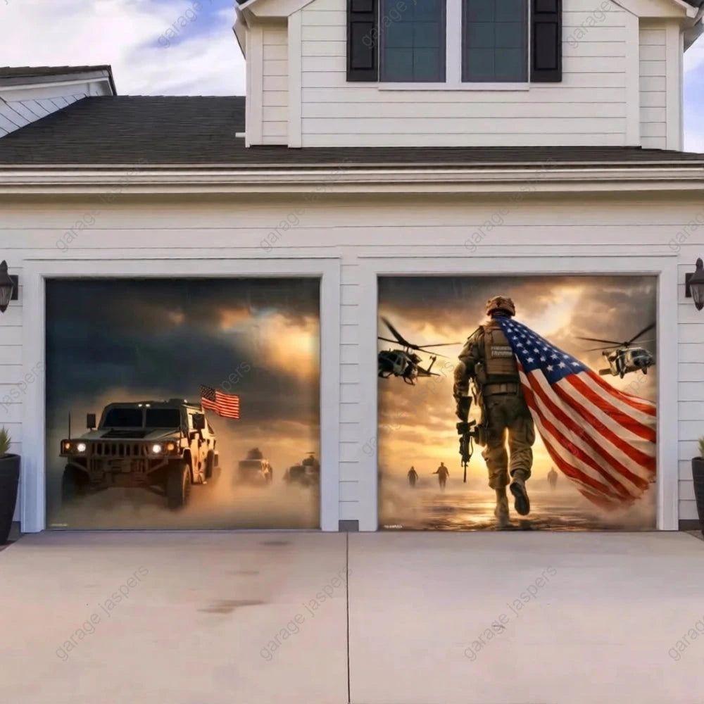 Forged In Freedom | Patriotic Veterans Garage Door Cover