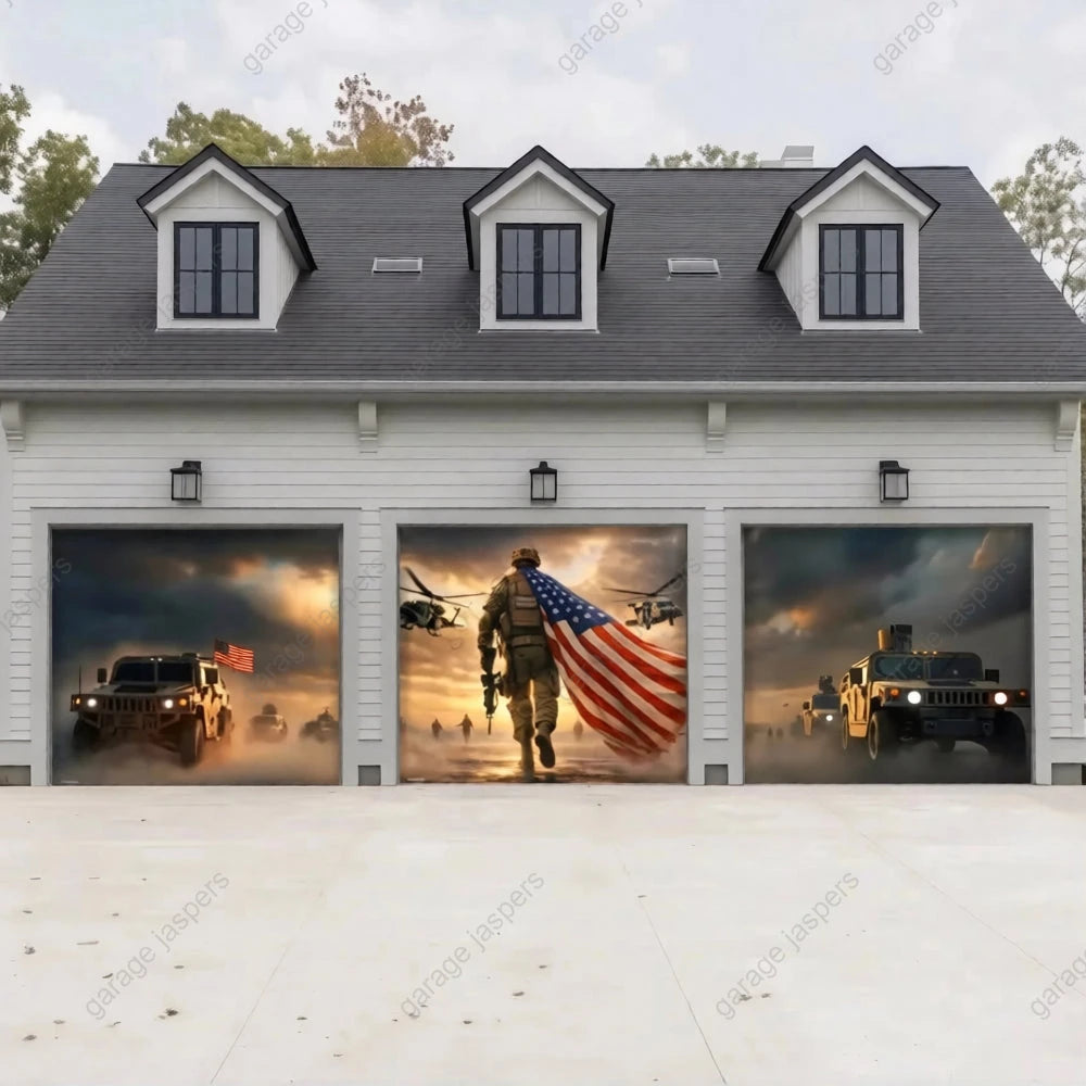 Forged In Freedom | Patriotic Veterans Garage Door Cover