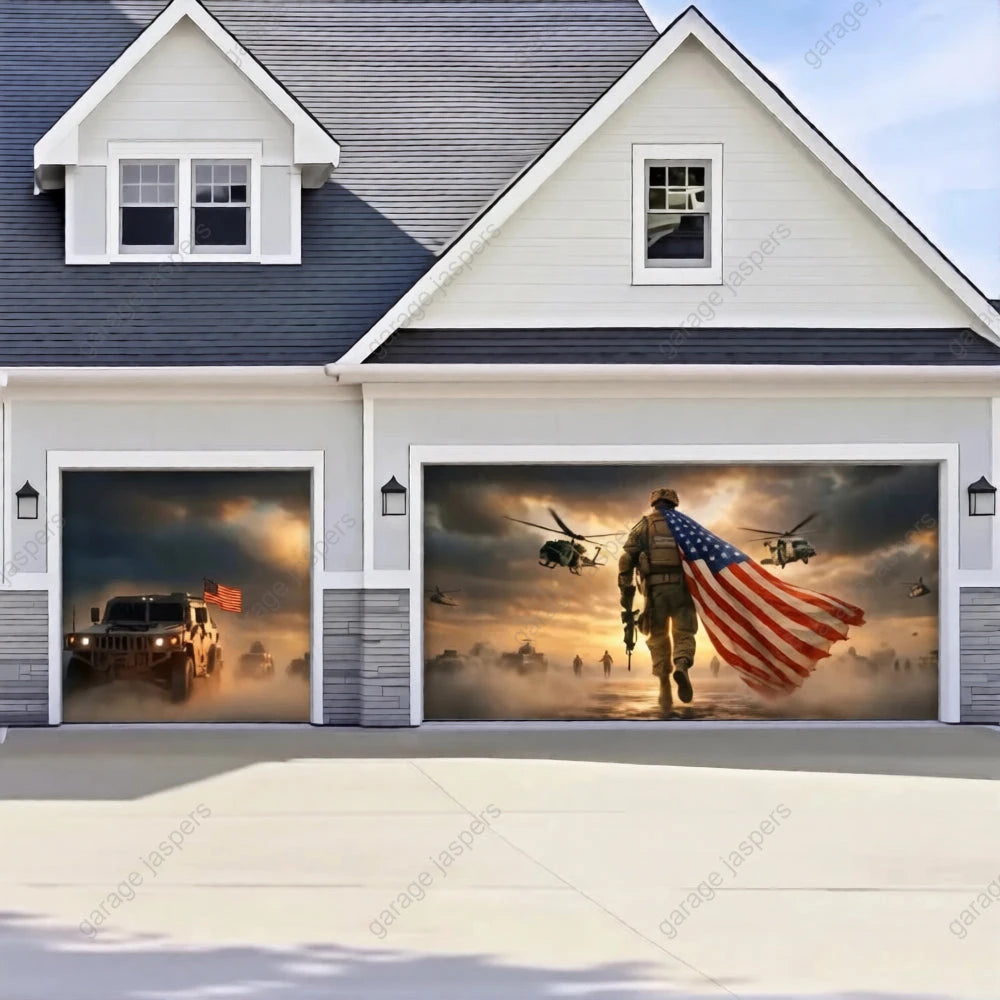 Forged In Freedom | Patriotic Veterans Garage Door Cover