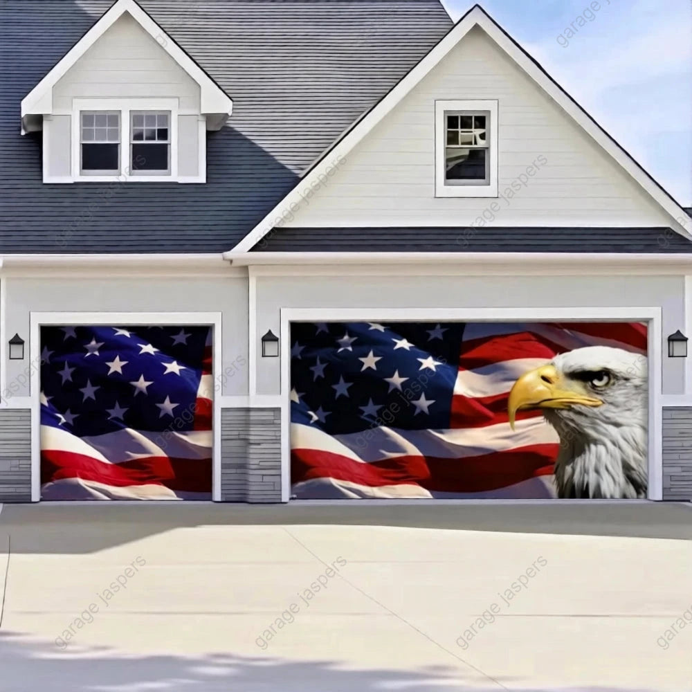 American Bald Eagle & US Flag | Patriotic Garage Door Cover