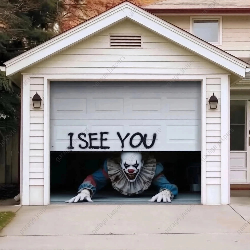 Peeking Clown (Limited Edition) | Halloween Garage Door Cover