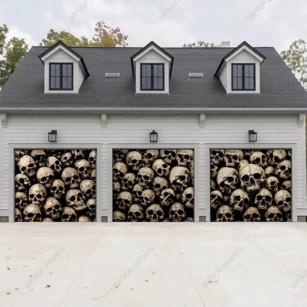 Wall of the Dead | Skull Halloween Garage Door Cover