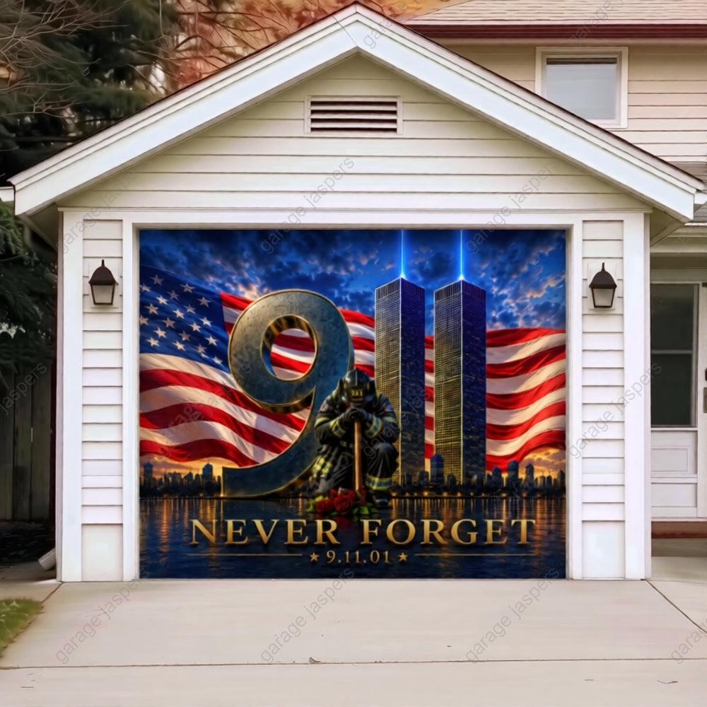 Never Forget | 9/11 Patriotic Garage Door Cover