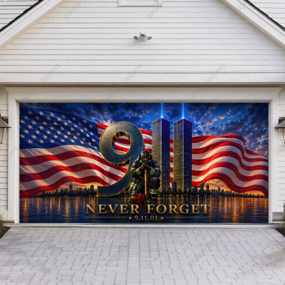Never Forget | 9/11 Patriotic Garage Door Cover