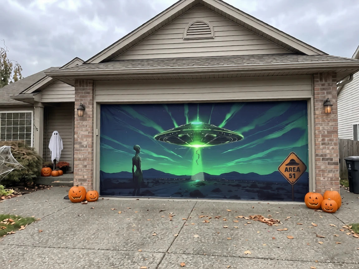 Alien Abduction | Halloween Garage Door Cover